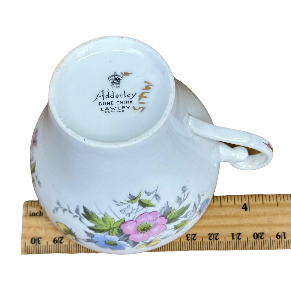 VTG Adderley LAWLEY Bone‎ China Pastel Floral Tea Cup Saucer Gold England M415 - Picture 8 of 11